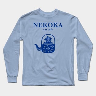 Neroka Cat Cafe Cats In Tea Pot Retro Long Sleeve T-Shirt